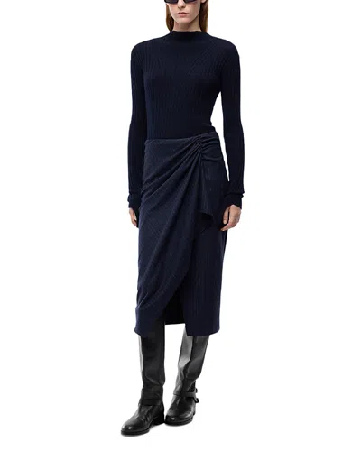 Pinko Dianella Mixed Media Midi Dress In Blue