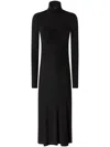 Pinko Robe Longue En Maille Côtelée De Cachemire Mélangé In Black