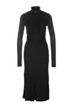 Pinko Robe Longue En Maille Côtelée De Cachemire Mélangé In Black