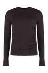 Pinko Wool Sweater With Crew-neck And Button Detail In Brown