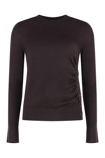 Pinko Diraspatura Crew-neck Wool Sweater In Brown