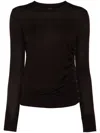 Pinko Diraspatura Crewneck Knitted Jumper In Brown
