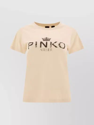 Pinko "direction" Crew Neck T-shirt In Neutral