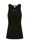 Pinko Crewneck Logo Ribbed Sleeveless Top In Marrone