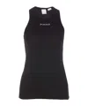 Pinko Crewneck Logo Ribbed Sleeveless Top In Black