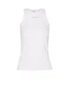 Pinko Ribbed Camisole Top With Logo In White