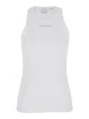 Pinko Crewneck Distinto Ribbed Sleeveless Top In White