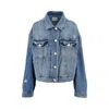 Pinko Distressed Denim Jacket In Blue