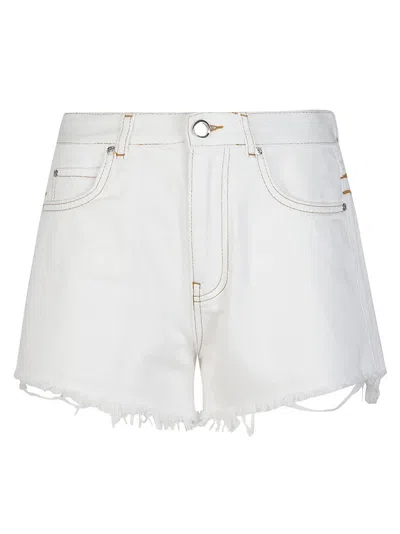 Pinko Distressed Denim Shorts In White