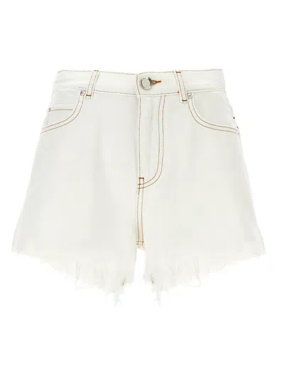 Pinko Distressed Denim Shorts In White