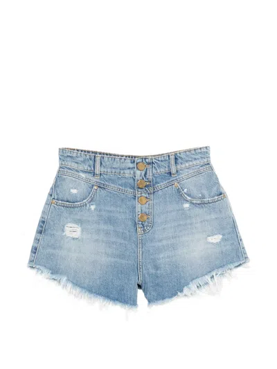 Pinko Distressed Frayed Shorts In Blue