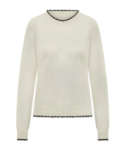 Pinko Distressed Long Sleeved Top In Neutral