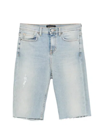 Pinko Distressed Raw-cut Shorts In Blue