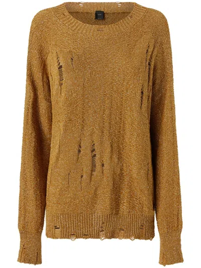Pinko Distressed Sweater In Brown