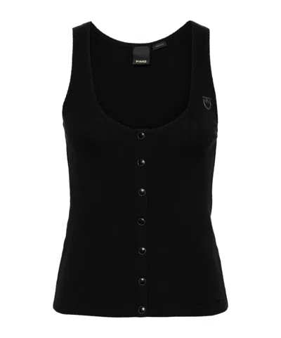 Pinko Dogville Buttoned Tank Top In Black