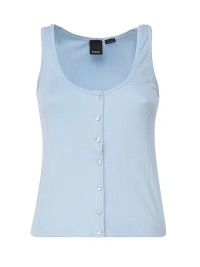 Pinko Dogville Buttoned Tank Top In Blue