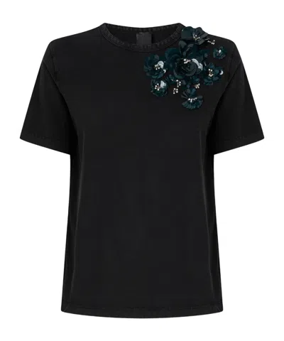 PINKO PINKO FLORAL EMBELLISHED T-SHIRT