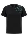 Pinko T-shirt With Flowers Embroidery In Black