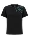 Pinko T-shirt With Flowers Embroidery In Brown