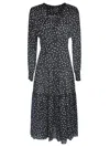 Pinko Polka-dot-print Belted Midi Dress In Black/white