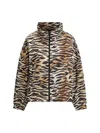 Pinko Technical Fabric Jacket With Animal Print In Neutral