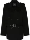 Pinko Double-breasted Belted Coat In Black