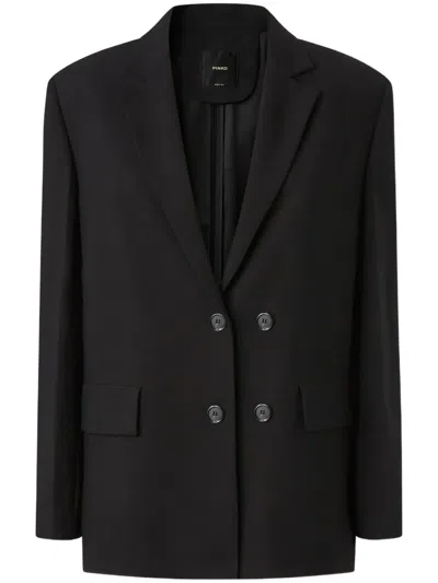 Pinko Double-breasted Blazer In Black