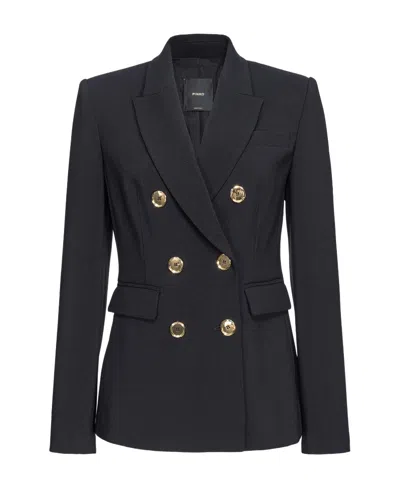 Pinko Double-breasted Blazer In Black