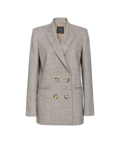 Pinko Double-breasted Blazer In Gray