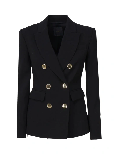Pinko Double-breasted Blazer Metal Buttons In Black