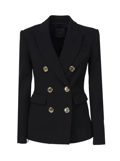 Pinko Double-breasted Blazer With Metal Buttons In Noir Limousine