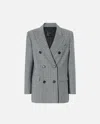 Pinko Double-breasted Check Blazer In Gray
