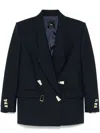 Pinko Double-breasted Blazer With Geometric Cuff Embellishments In Black