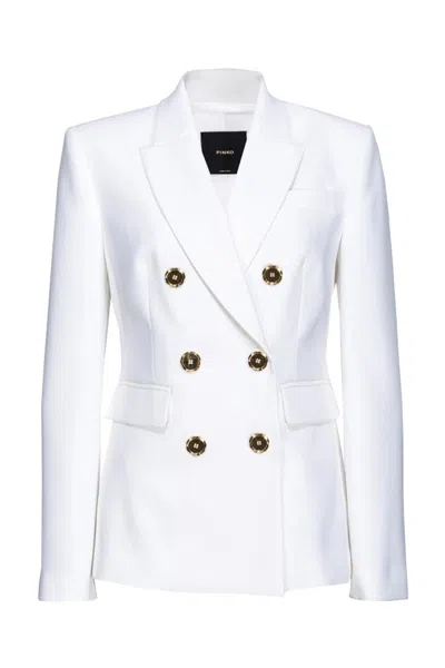 Pinko Double-breasted Blazer With Gold Button Accents And Tailored Fit