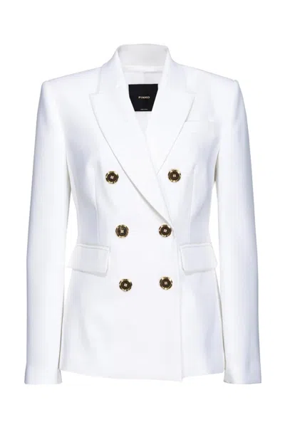 PINKO PINKO DOUBLE-BREASTED BLAZER WITH GOLD BUTTON ACCENTS AND TAILORED FIT