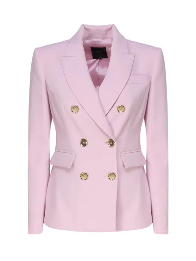 Pinko Double-breasted Blazer With Metal Buttons In Pink