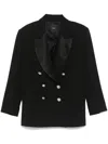 Pinko Double-breasted Blazer With Satin Lapels In Black