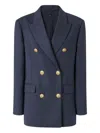 Pinko Double-breasted Button-closure Blazer In Blue