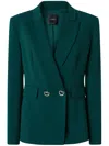 Pinko Double-breasted Cady Blazer With Metal Buttons In Green
