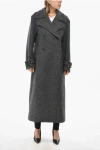 Pinko Double-breasted Calice Wool Blend Coat In Gray