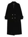 Pinko Double-breasted 'camembert' Coat In Black Wool In Black