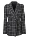 Pinko Double-breasted Check Blazer In Black