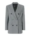 Pinko Double-breasted Check Blazer In Gray