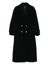 Pinko Double-breasted Coat In Black