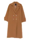 Pinko Double-breasted Coat In Brown