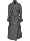 Pinko Double-breasted Calice Wool Blend Coat In Gray