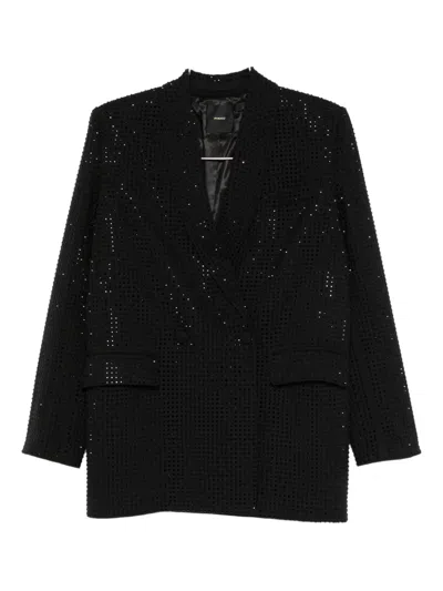 Pinko Double-breasted Embellished Blazer In Black