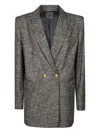Pinko Double-breasted Flannel Blazer In Gray