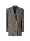 Pinko Double-breasted Flannel Blazer In Gray