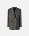 Pinko Double-breasted Flannel Blazer In Gray